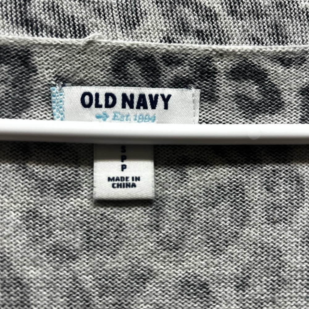 2/$15 Old Navy Black Gray Leopard Print Open Front Cardigan Layering Sweater SP - Picture 5 of 7